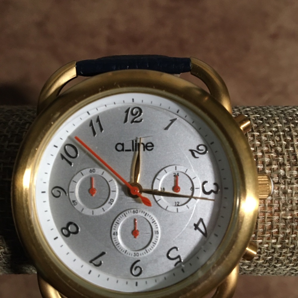A_LINE MAYA NWOT AUTHENTIC WOMEN’S BLUE/GOLD CHRONOGRAPH STAINLESS STEEL WATCH